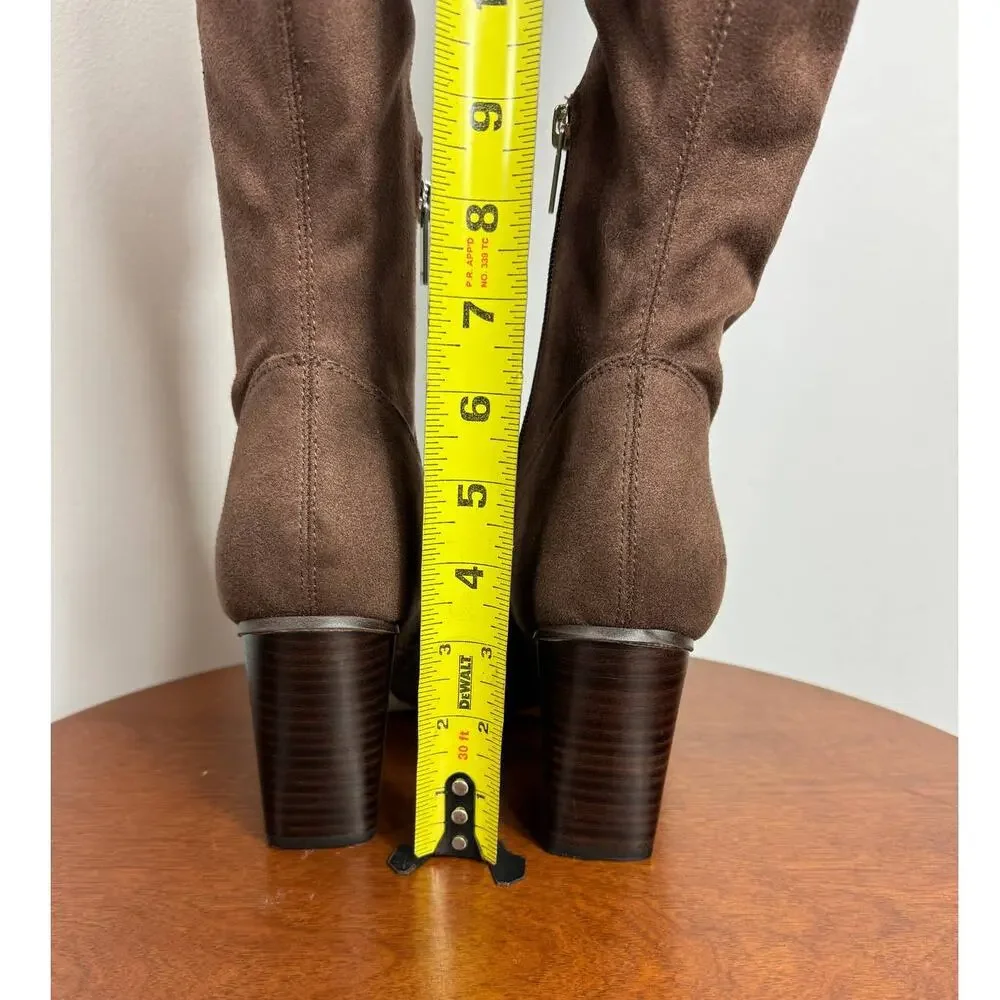 New Marc Fisher LTD Okun Over the Knee Boot in Dark Brown Faux Suede Size 7.5